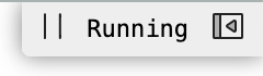 Screenshot of the inspector bar. There is a "pause" button on the left, a "Running" label in the middle, and an "Expand" button on the right.